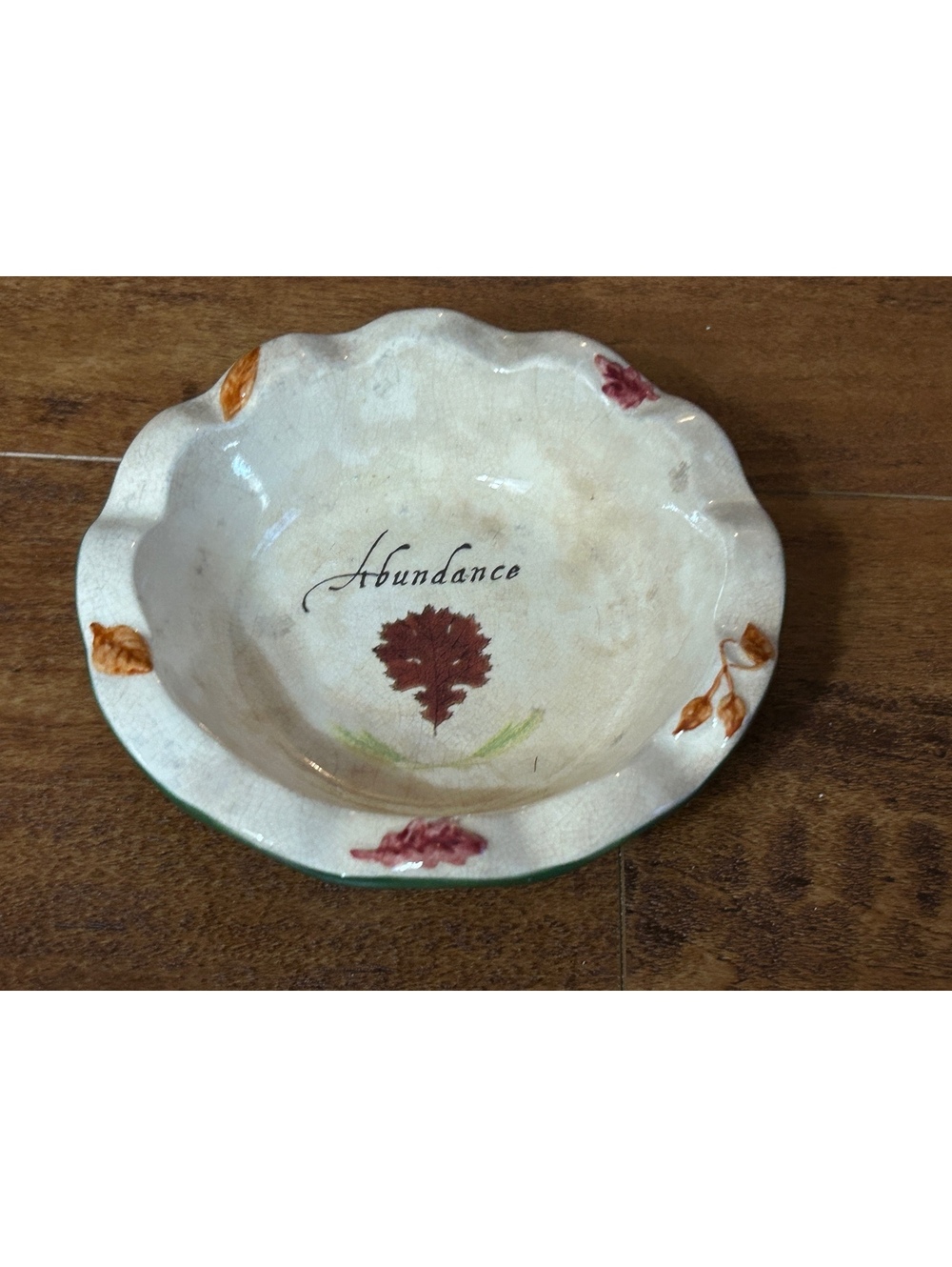 Vintage Ceramic Decorative Bowl with 'Abundance' Leaf Design